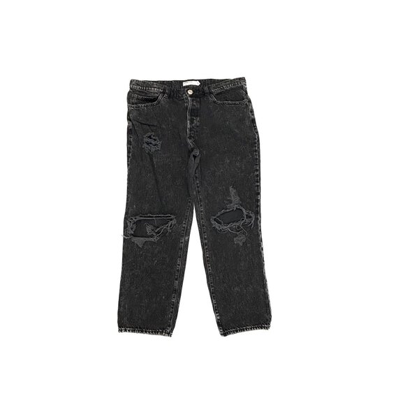 Garage 90's Boyfriend Button Fly Distressed Women's size 11 Black Denim jeans - Picture 1 of 4